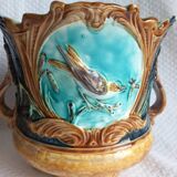 Pair of antique cache-pots in majolica – Art Nouveau 19th century