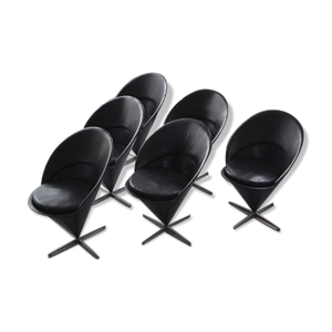Set de 6 chaises cone vintage en