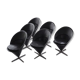 Set of 6 vintage black leather cone chairs by Verner Panton for Gebrüder Nehl