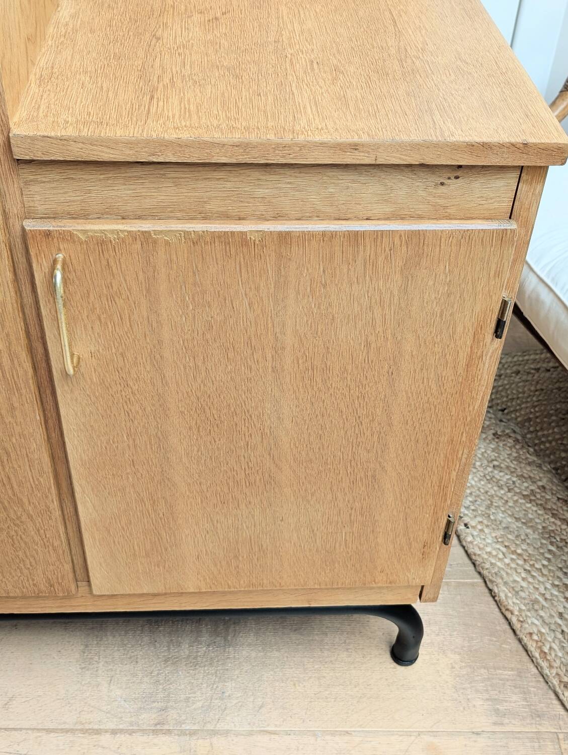 Renovated vintage 1950s oak boarding school wardrobe