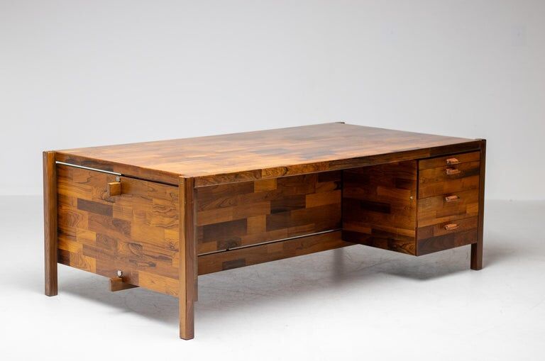 Rare large jacaranda executive desk by Jorge Zalszupin, L’Atelier São Paulo 1960