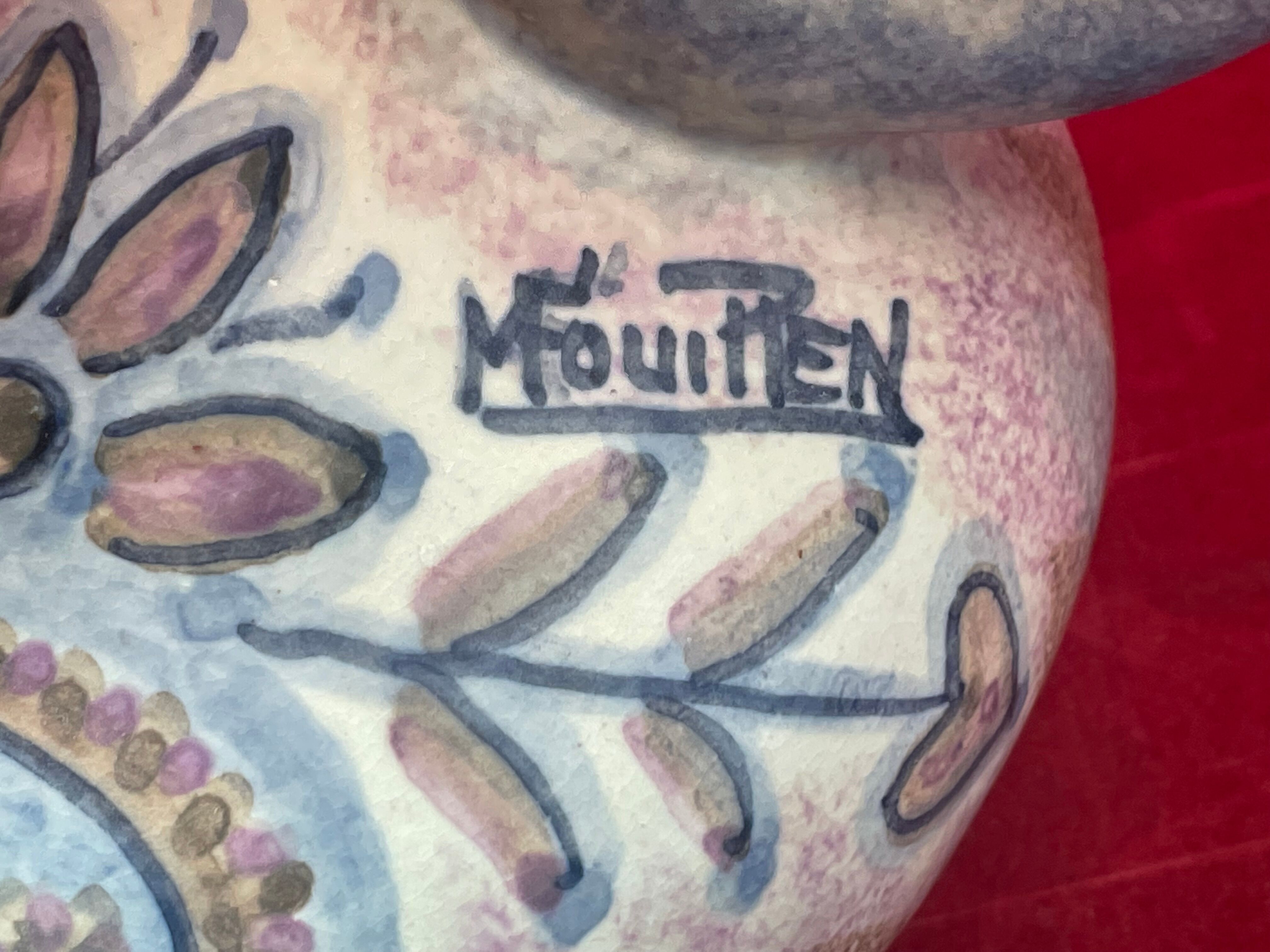 Large coffee maker H 25 cm - Quimper porcelain ceramic signed P. Fouillen.