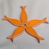 Orange glazed ceramic trifle 5 fish