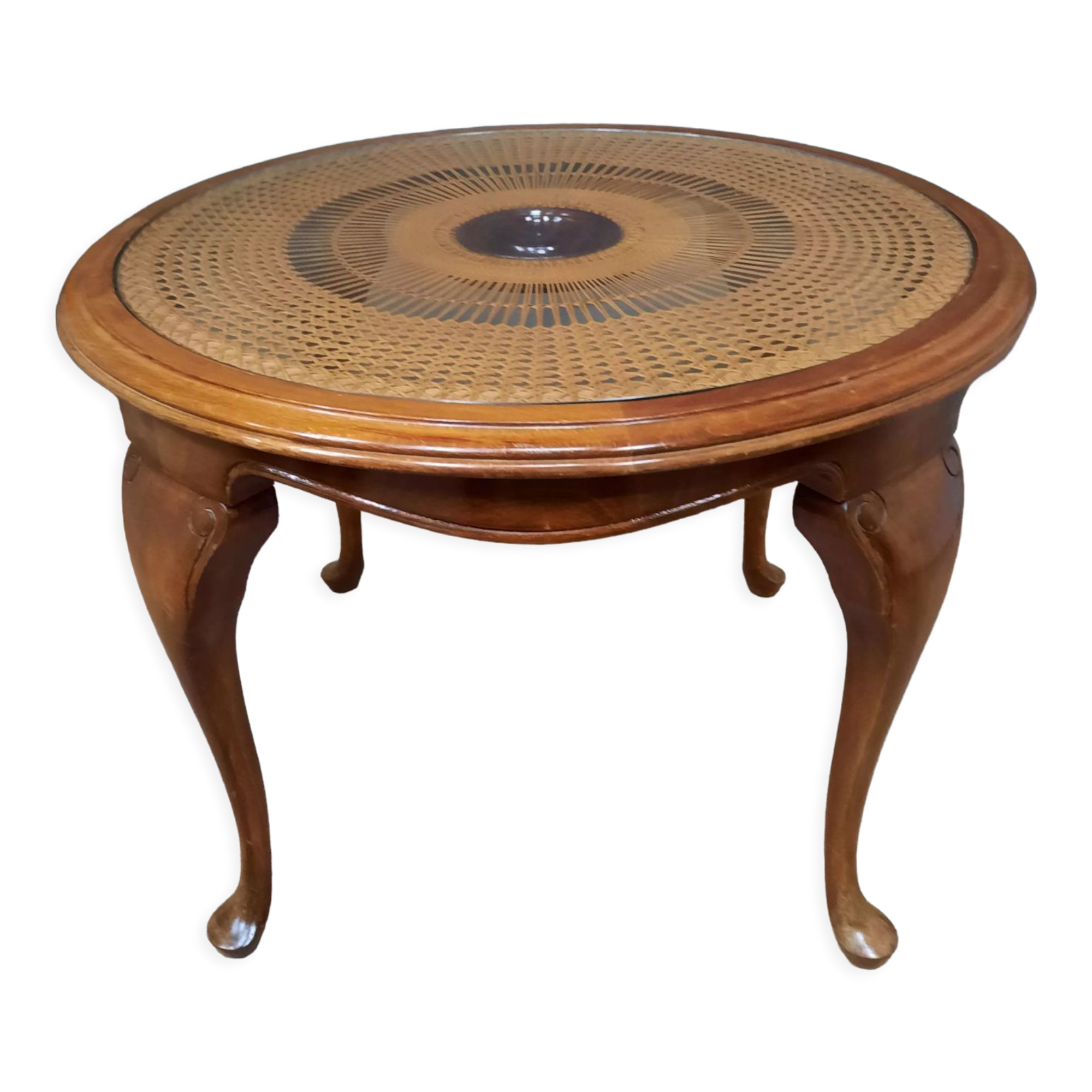 Table basse plateau canné