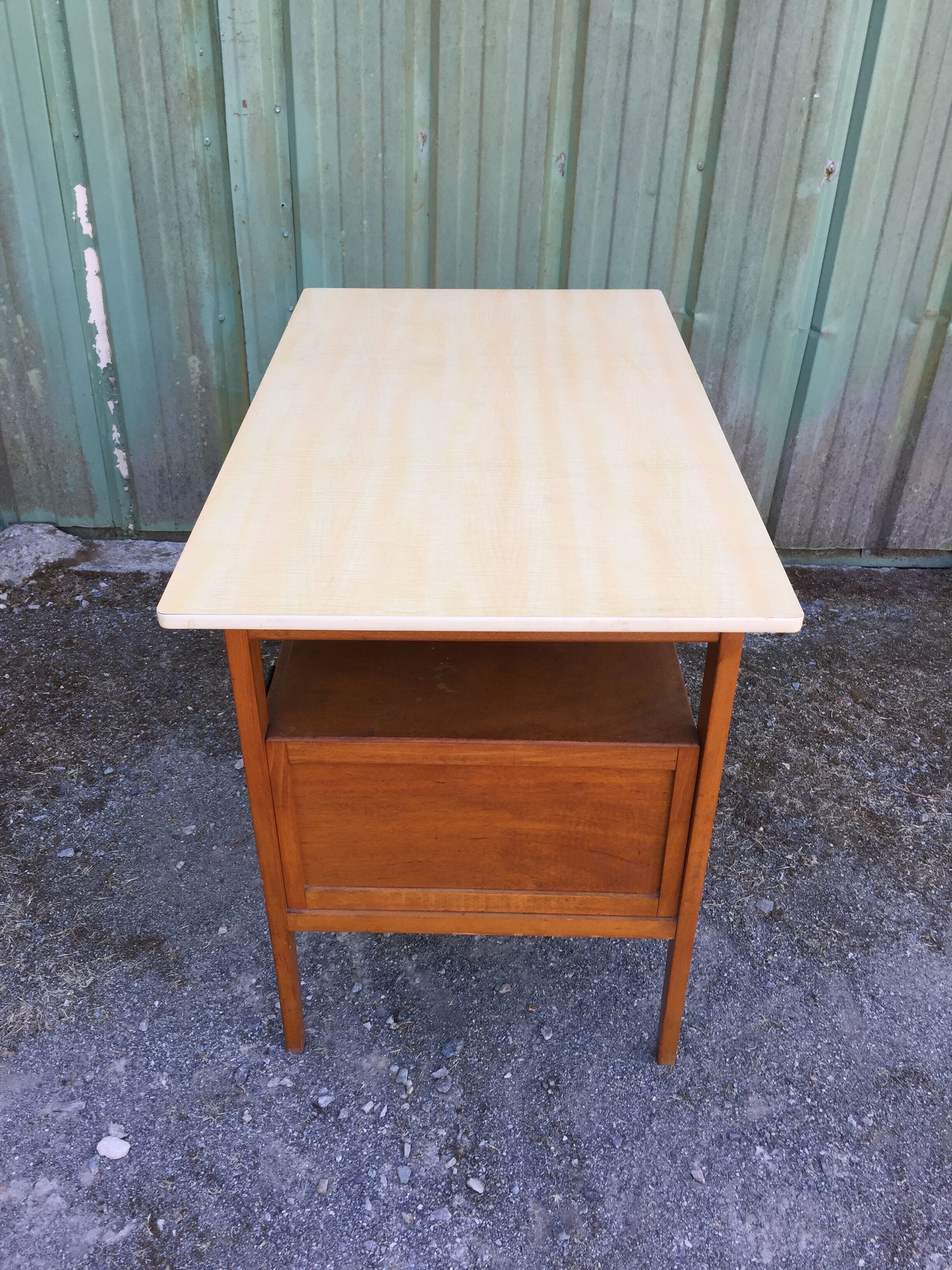 Vintage desk with 2 drawers in beech and cp with the Formica top