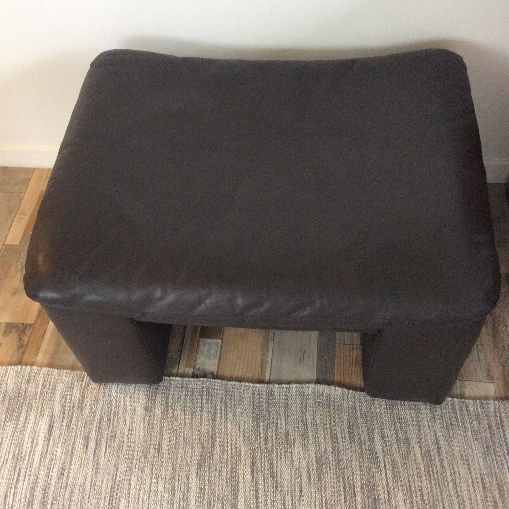 Pouf ottoman Jori en cuir des années 70-80