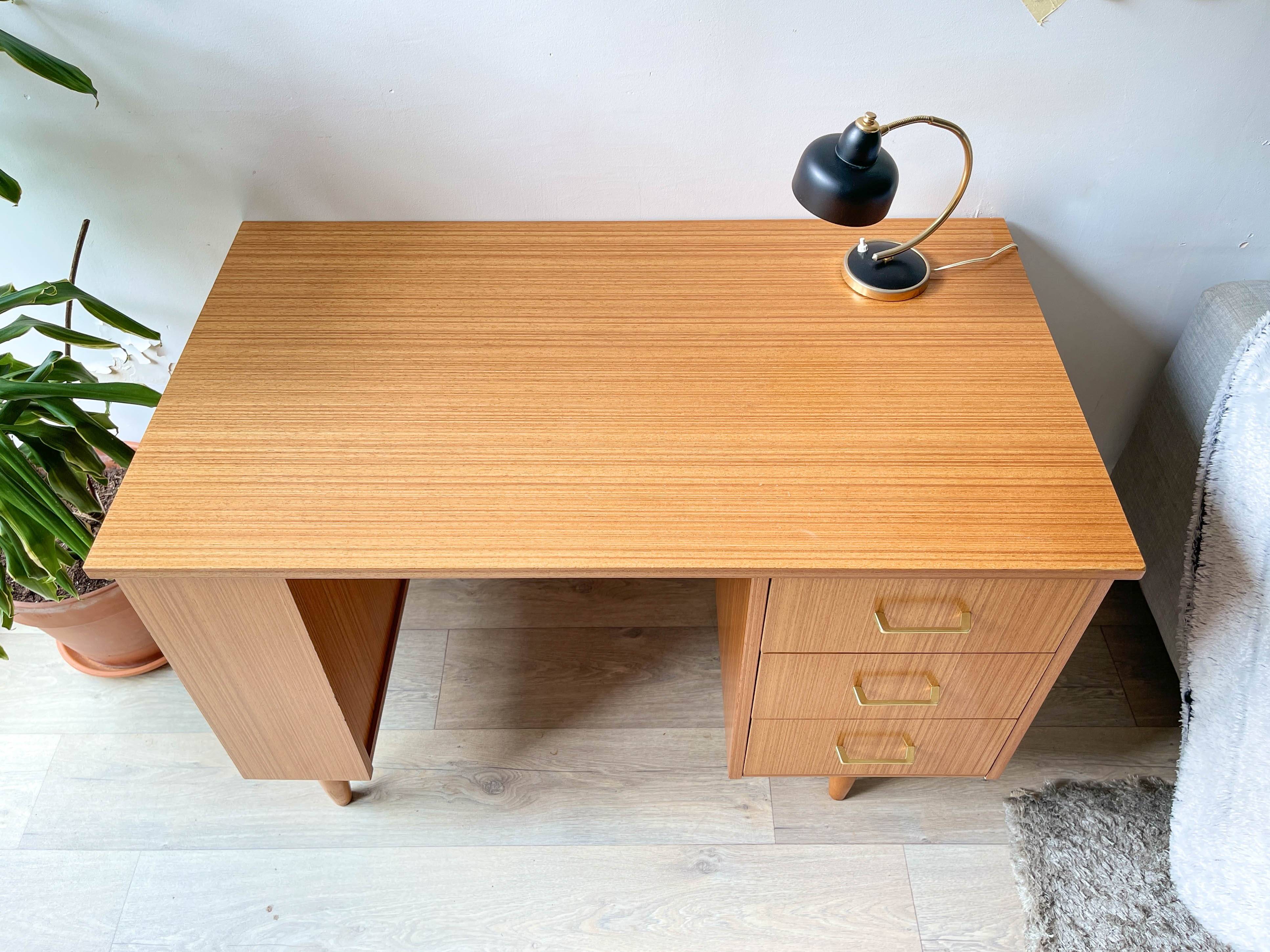 Vintage Scandinavian Formica Desk with 3 Drawers from the 70s