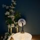 Vintage glass wall lamp with a curved arm from Clichy, white.
