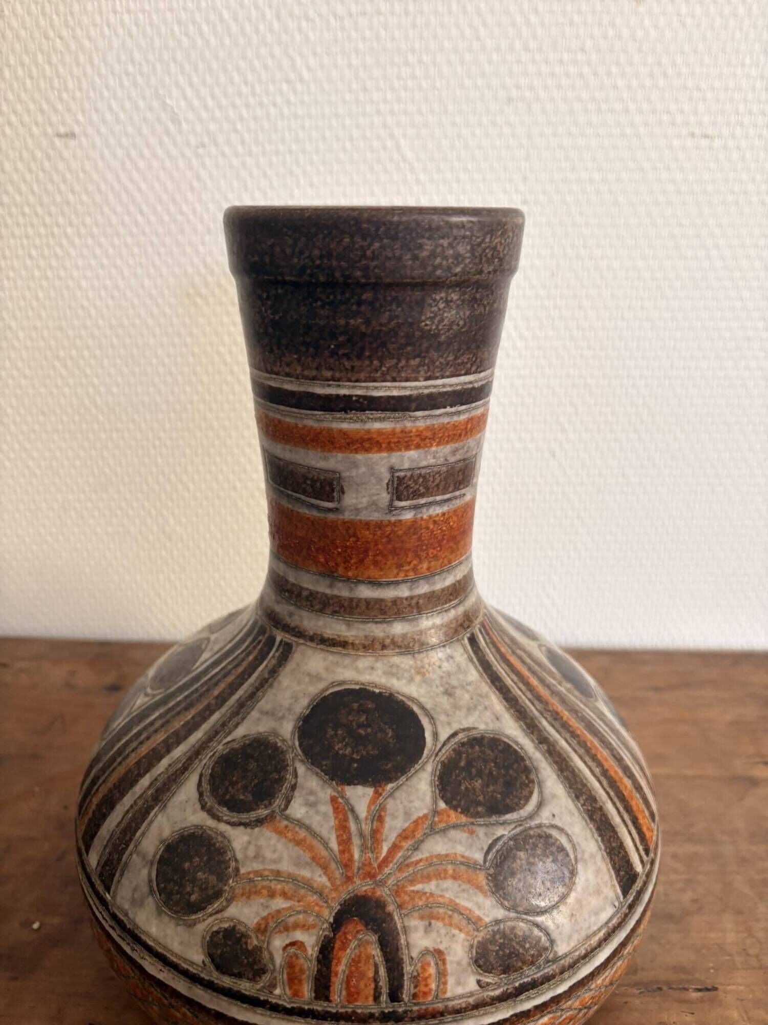 Italian Vase Ars Ceramic Italy 1950 Tuscan Design Fat Lava Etruscan