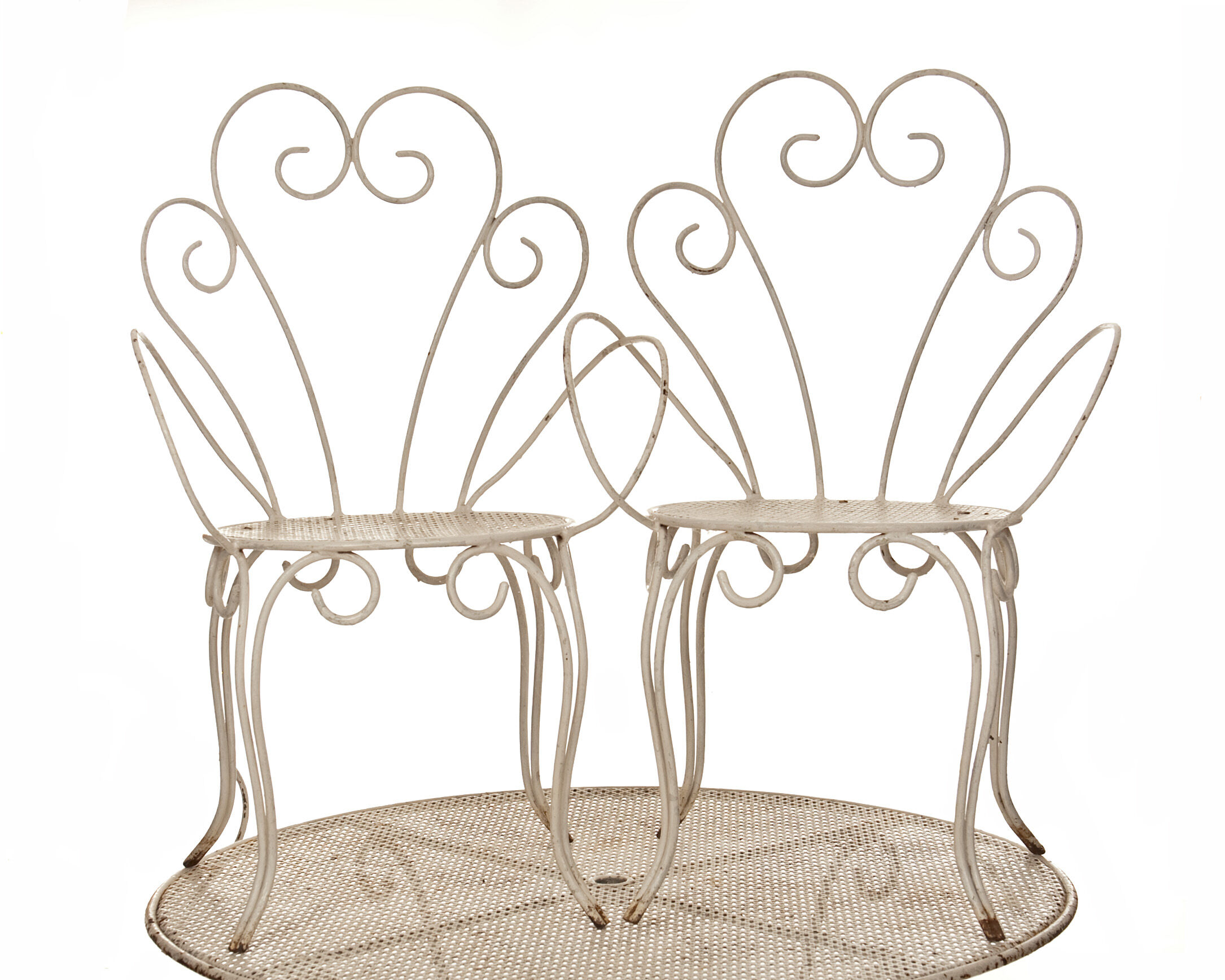Garden salon 60 year wrought iron 2 chairs 2 chairs 1 table spirit Mategeot
