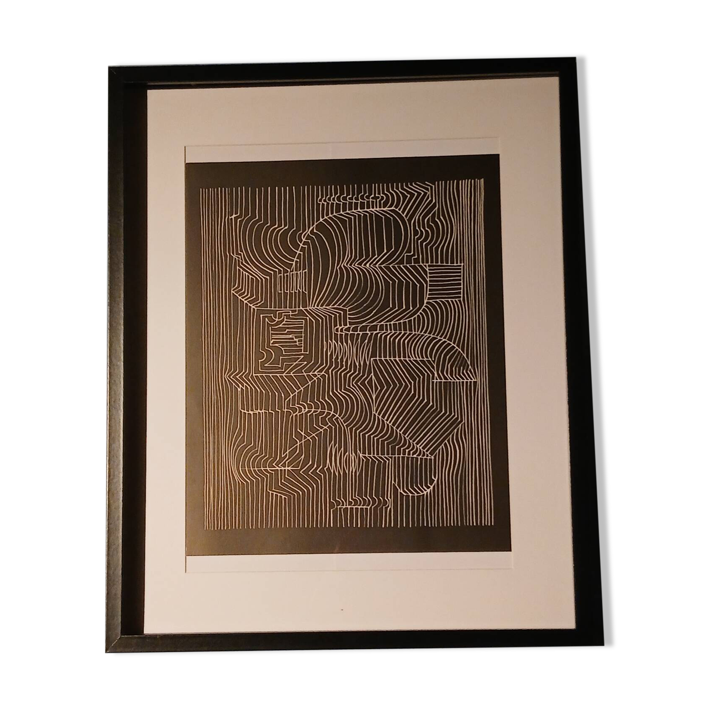 Tableau Vintage Art Optique - Victor Vasarely - Frame 50x40cm