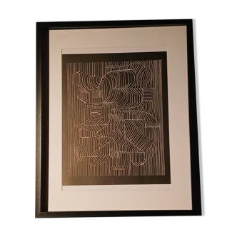 Tableau Vintage Art Optique - Victor Vasarely - Cadre 50x40cm