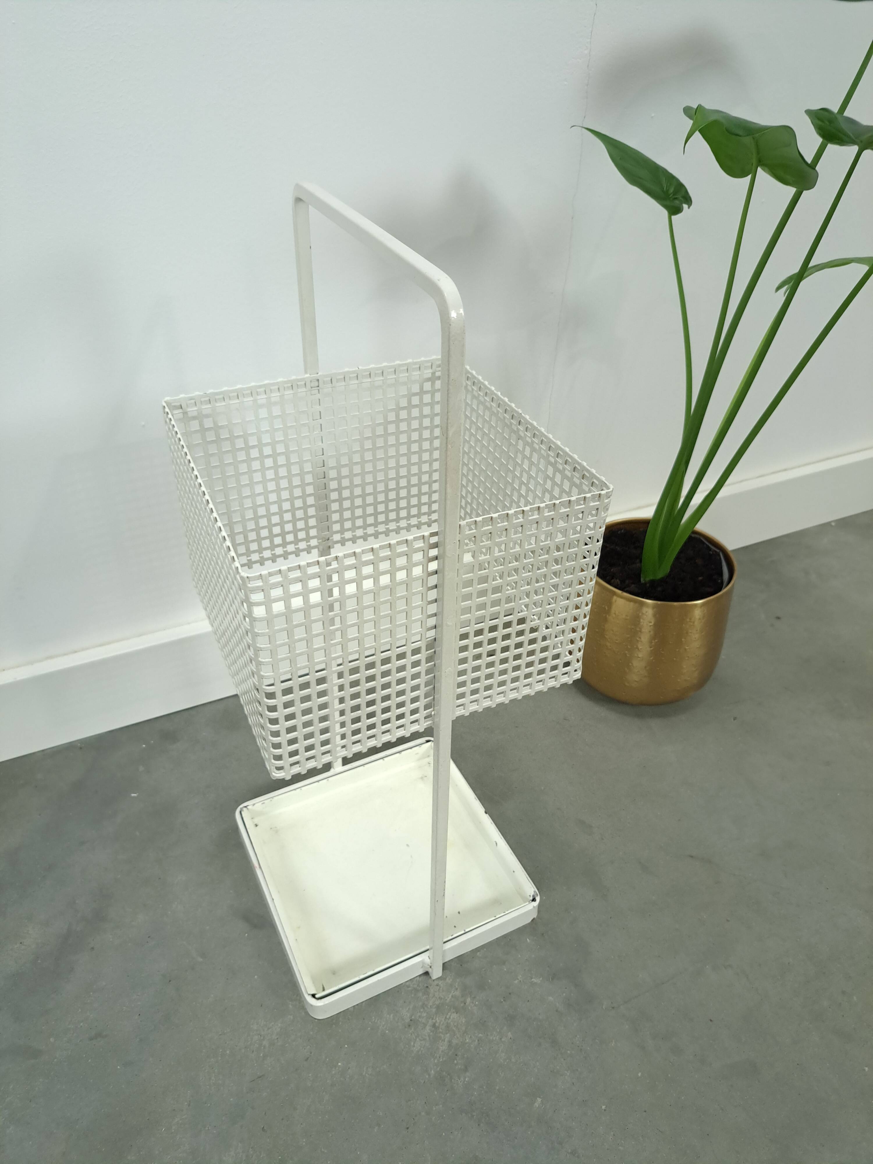 White metal vintage umbrella holder, umbrella stand