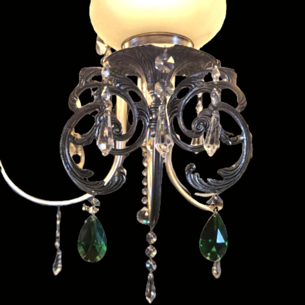 French-style silver chandelier with Swarovski crystal pendants, 1980