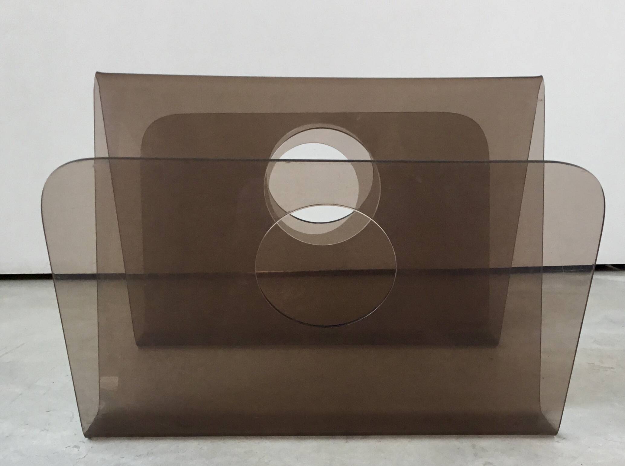 Acrylic magazine rack in the shape of a W - 1970s design.