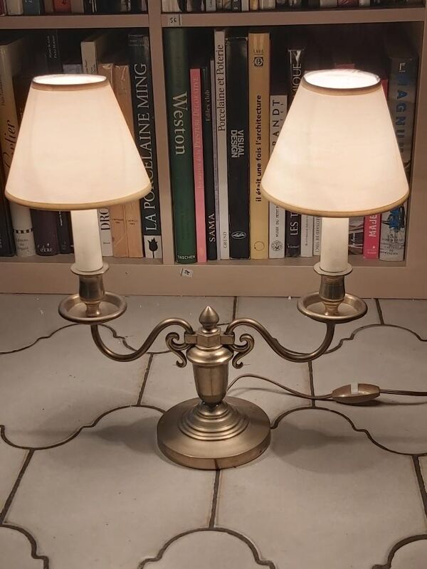 Lampe girandole ancienne en laiton 2 lumières