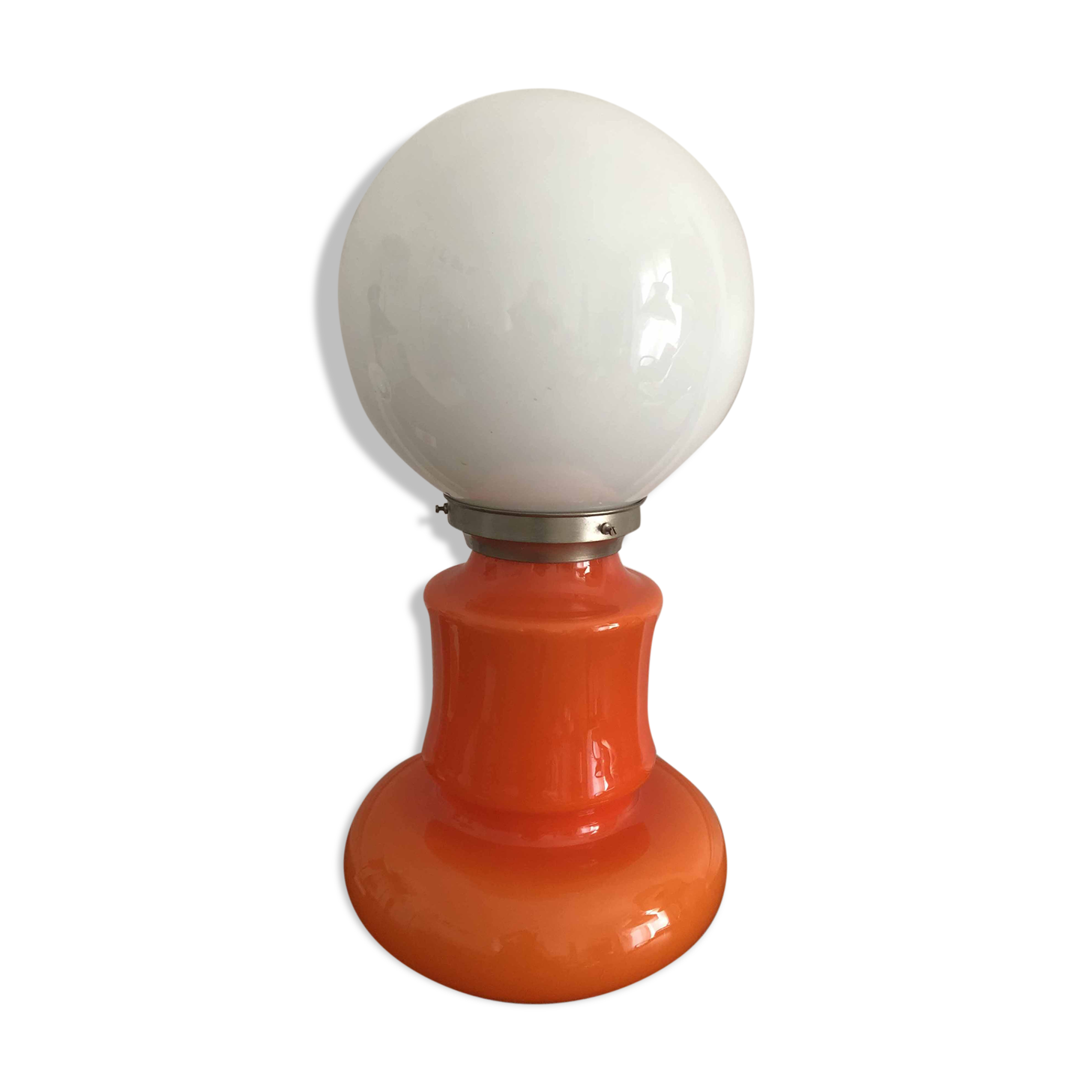 Vintage opaline lamp in orange and white opaline