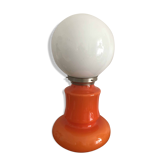 Vintage opaline lamp in orange and white opaline