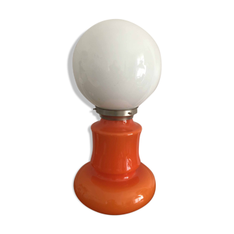 Vintage opaline lamp in orange and white opaline