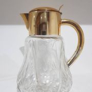 Carafe, cristal transparent, laiton doré, Allemagne, années 50