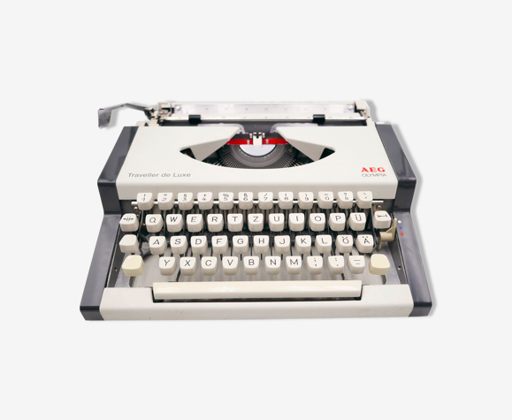 Machine à écrire olympia traveller de luxe qwertz blanche révisée ruban neuf