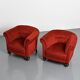 Paire de fauteuils en velours rouge, travail Art Déco, France, années 1920
