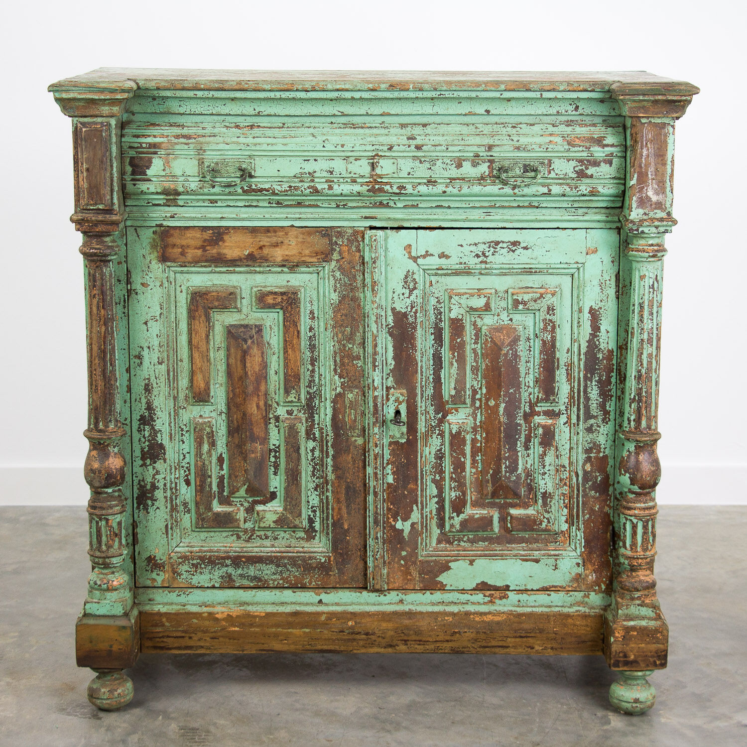 Green French antique cabinet