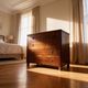 Italian art deco burl walnut chest of drawers, 1850s.