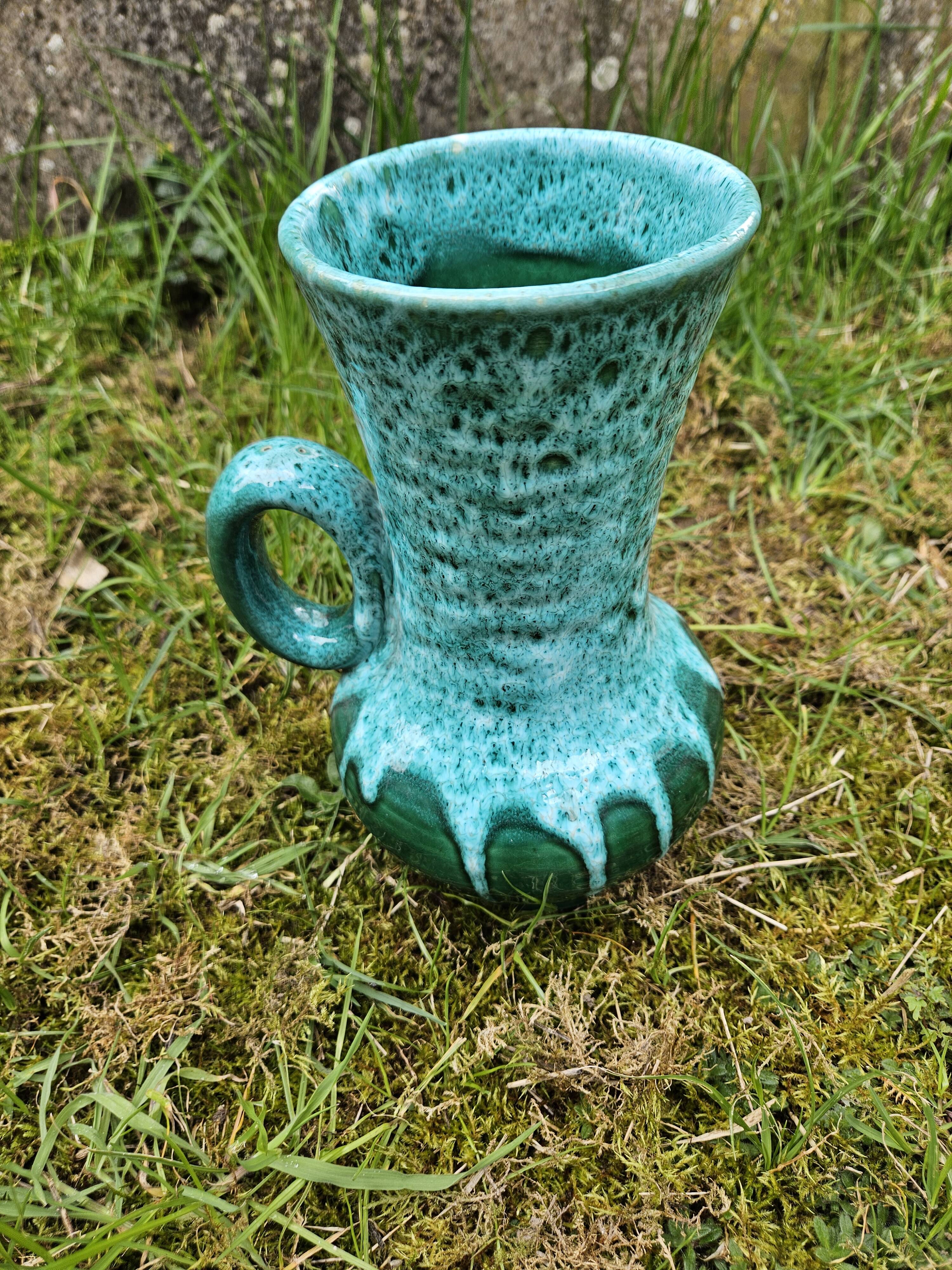 Green and blue lava ceramic pot pitcher