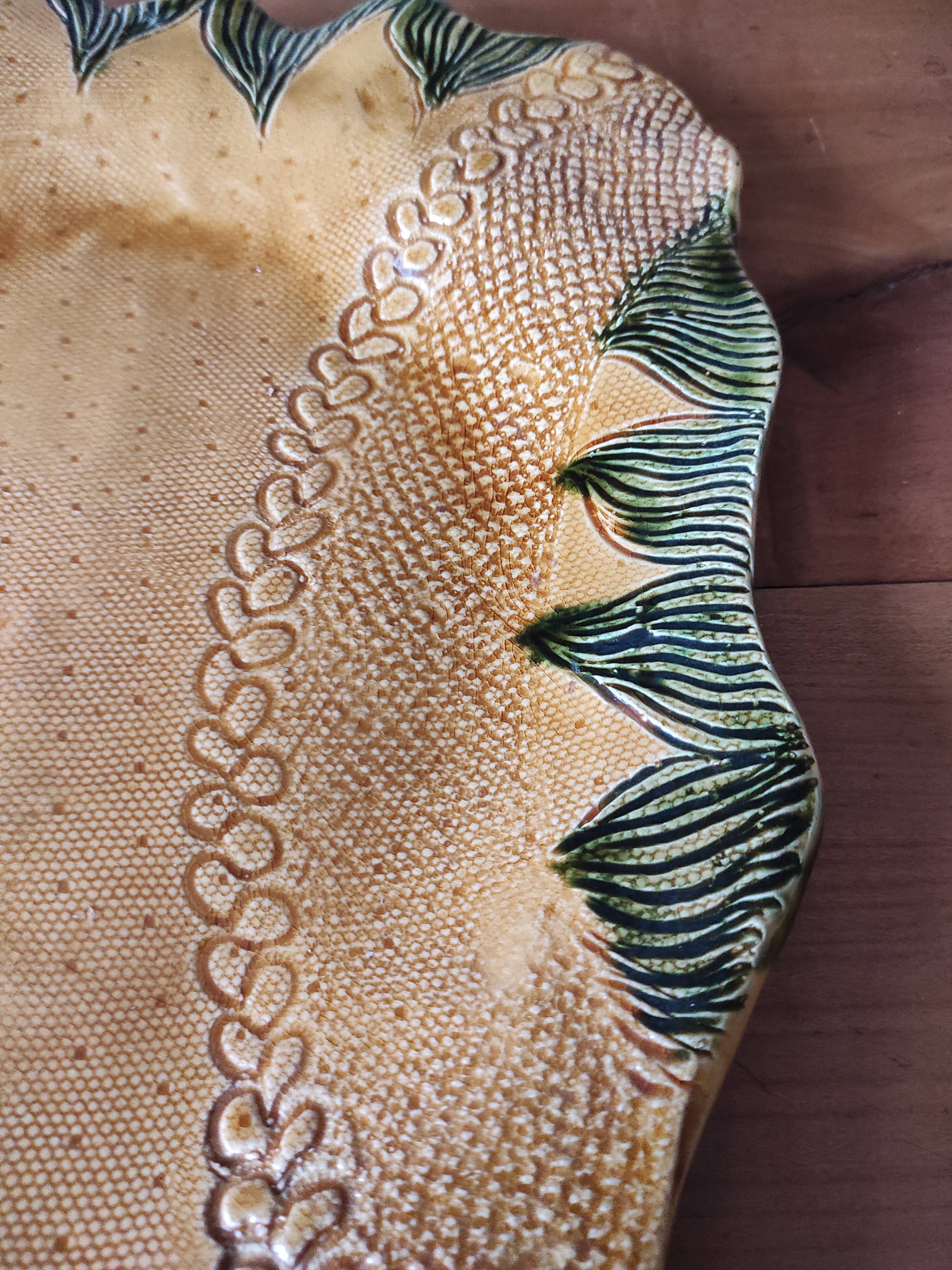 Glazed earthenware dish signed Annette Boyer