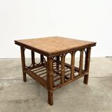Square Coffee Table in Rattan & Bamboo – Removable Top