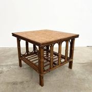 Table Basse Carrée en Rotin & Bambou – Plateau Amovible