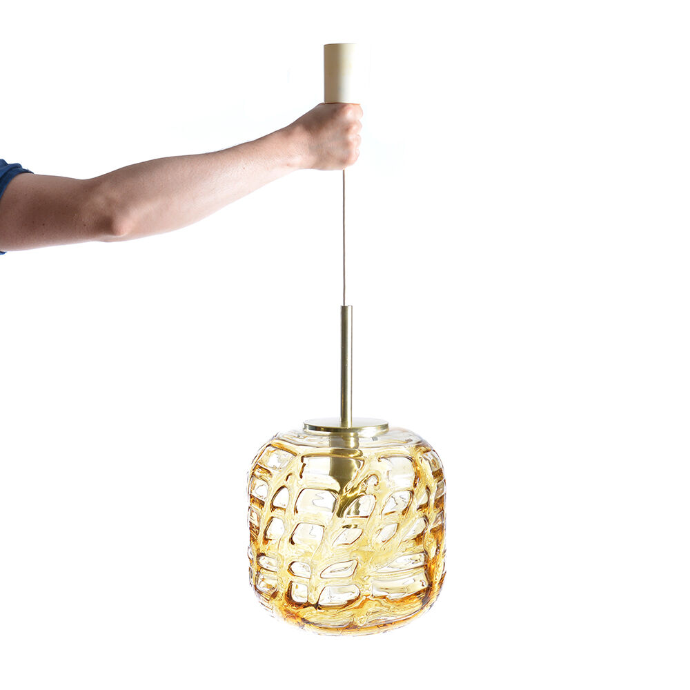 Golden Glass Ceiling Light by Doria, Germany 1970s