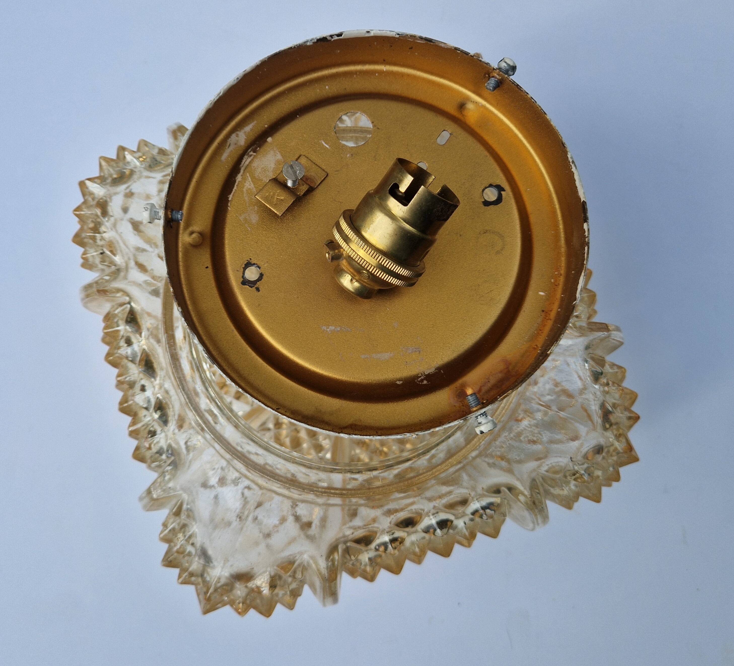 Glass ceiling light, vintage 1970