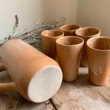 Stoneware cider/water pitcher with cups