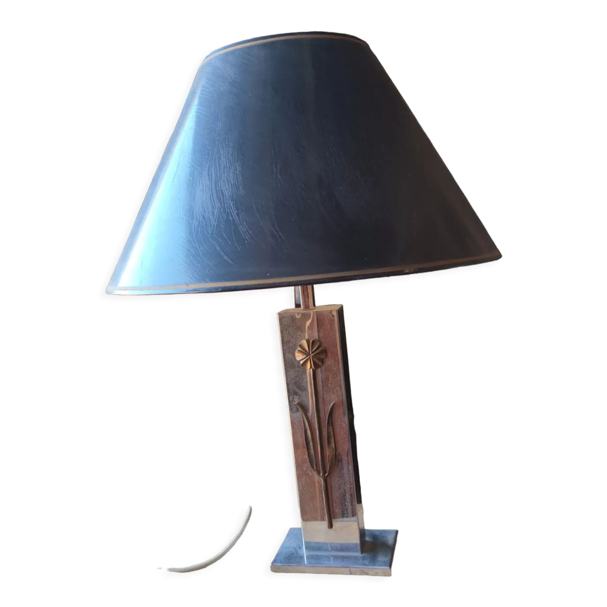 Chrome and bronze metal lamp, circa 1970