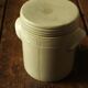 Pot glazed stoneware beige lid handles