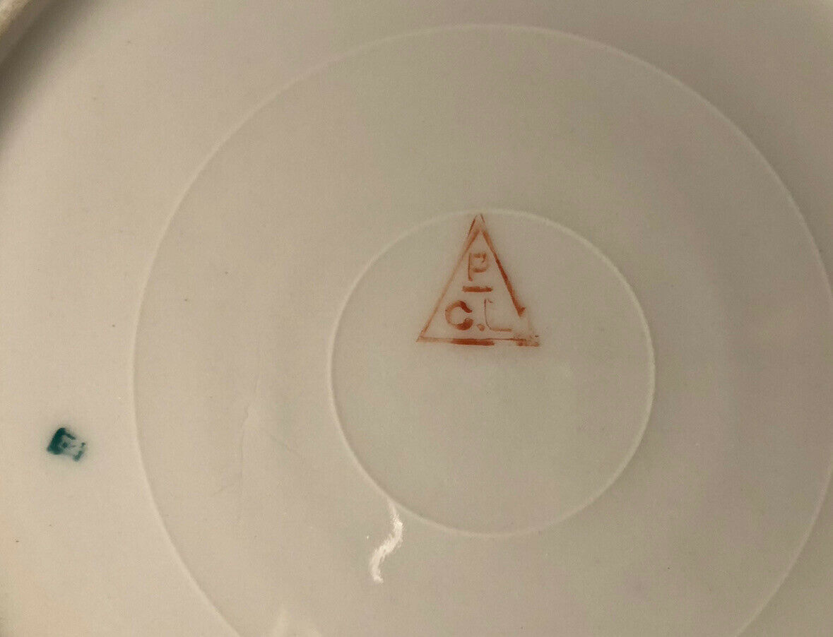 Set of 12 dessert plate in Limoges porcelain PCL with floral decoration