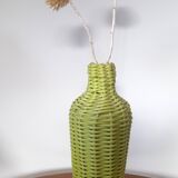 Vintage bottle vase made of scoubidou