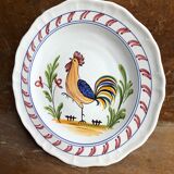 Old decorative plate Quimper France style ceramic vintage rooster design