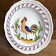 Old decorative plate Quimper France style ceramic vintage rooster design