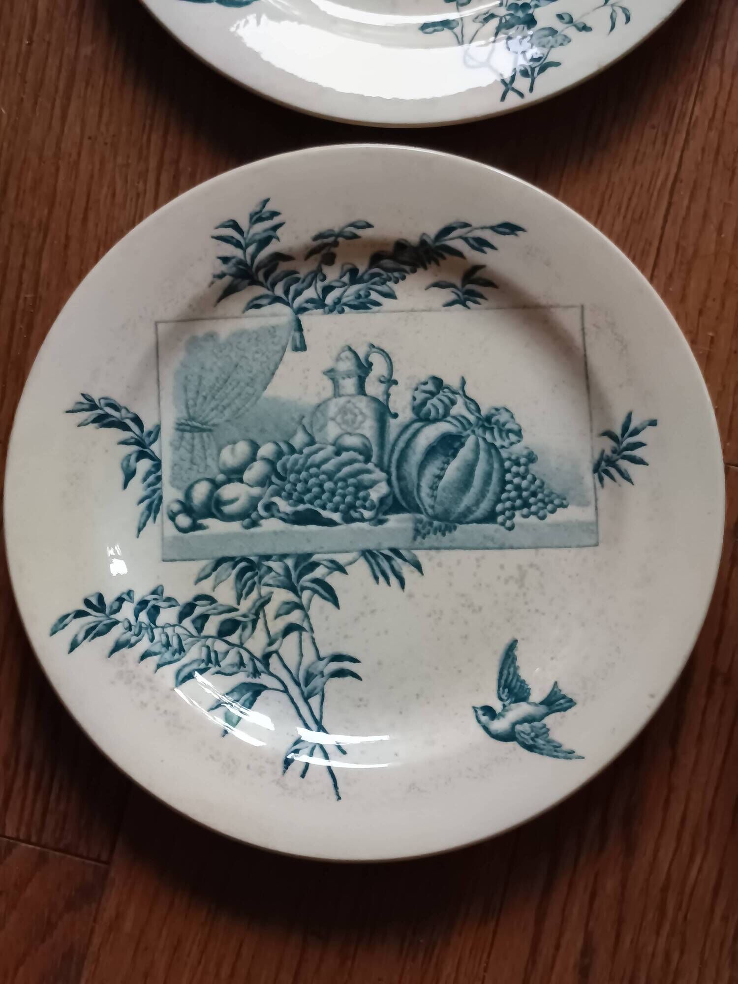 set of 10 antique earthenware plates with blue decoration from Bordeaux