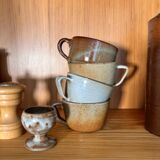 4 vintage stoneware cups