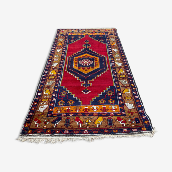 Ancien tapis oriental yahyali yuruk 245 cm x 132 cm année 1950