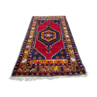 Old oriental carpet yahyali yuruk 245 cm x 132 cm year 1950