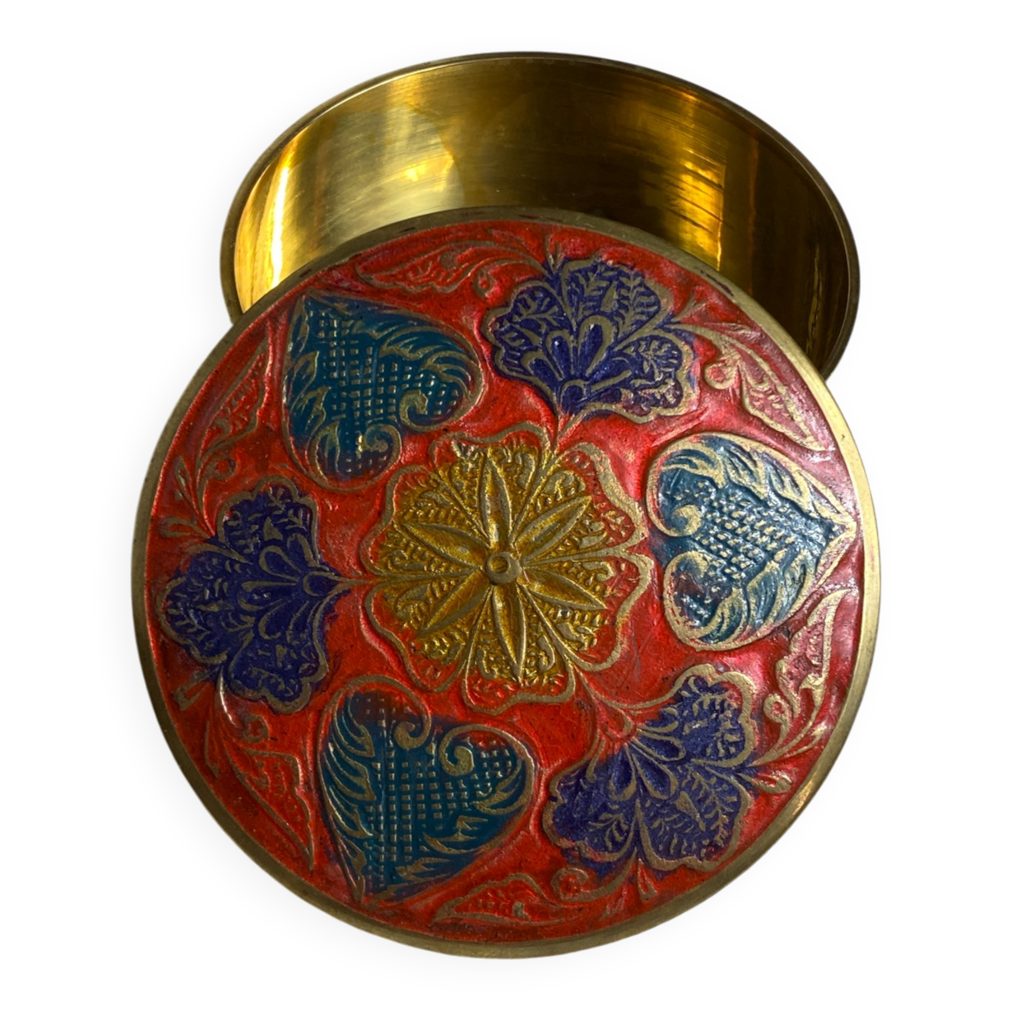 Cloisonné brass bonbonnière
