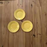 3 vintage yellow dessert plates