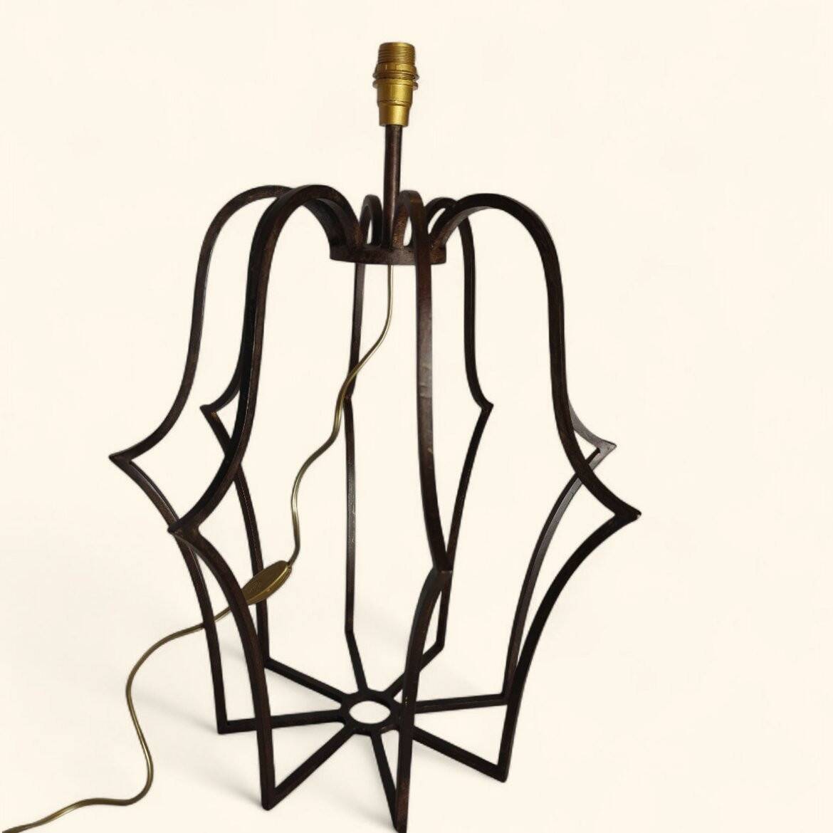 Large "Cage" Lamp Pair in Patinated Bronze - DLG by Jean Royère