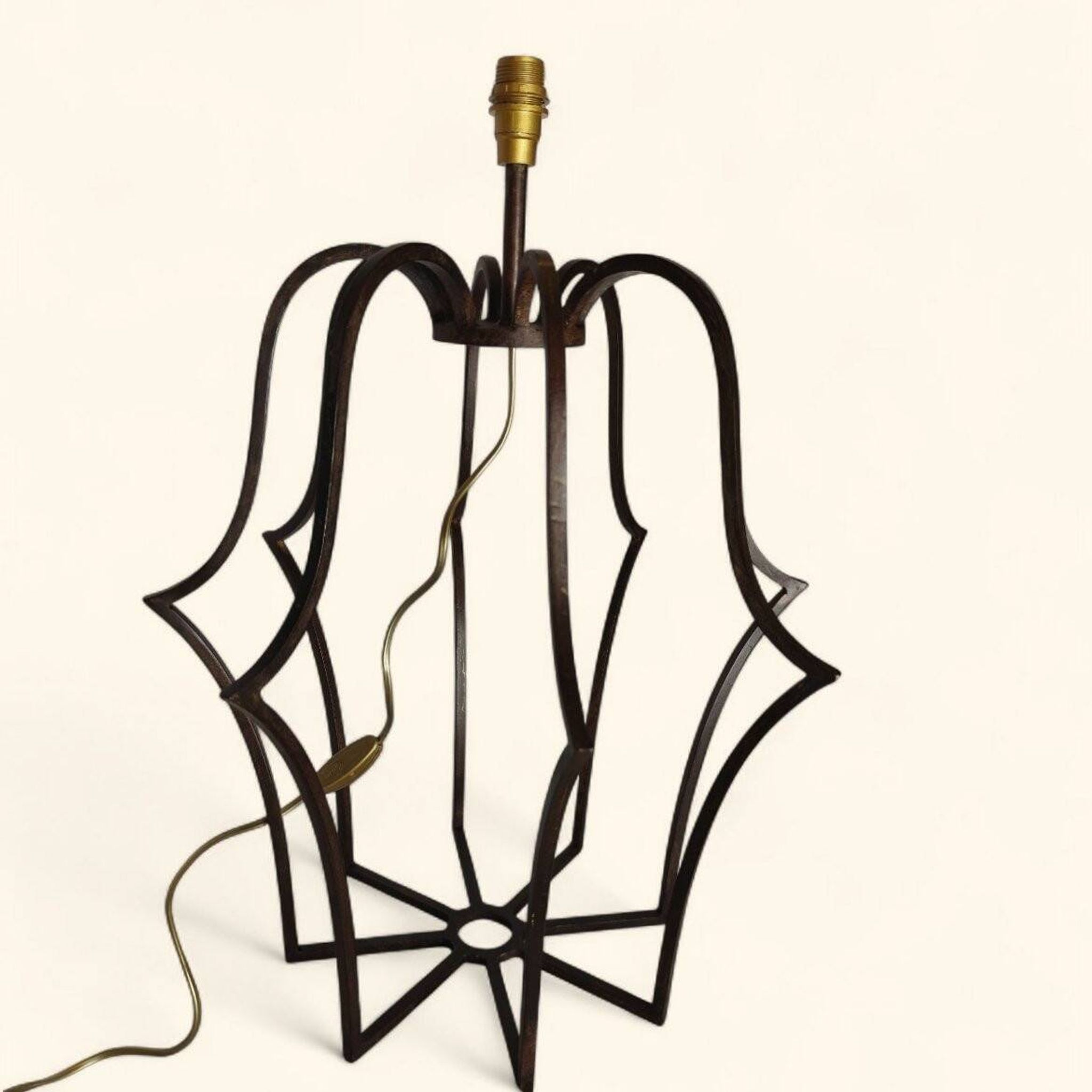 Large "Cage" Lamp Pair in Patinated Bronze - DLG by Jean Royère