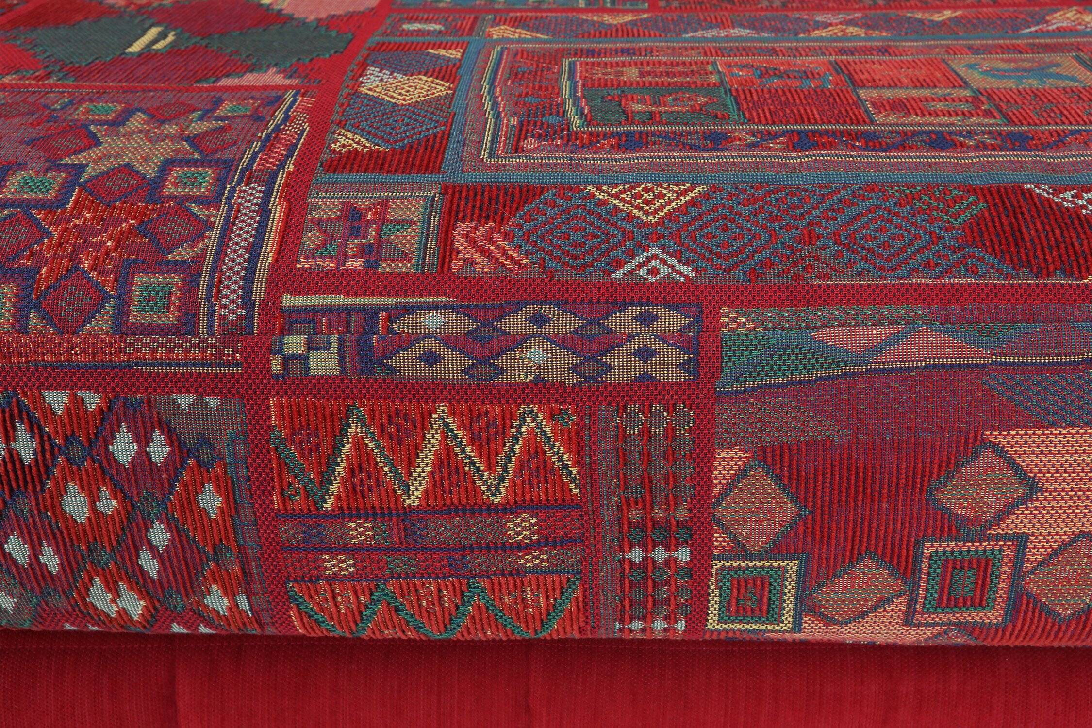 Modular Sofa in Red and Patterned Upholstery by Roche Bobois, France 1980s